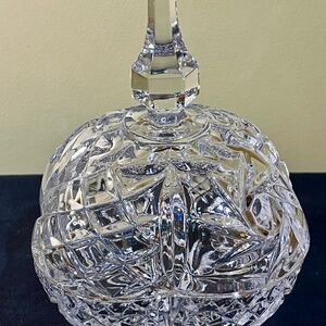 Vintage heavy crystal glass candy dish
